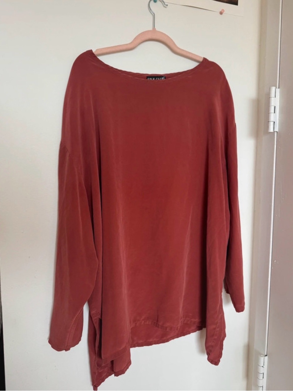 Relaxed Rust 100% silk Long-Sleeve Women's Sweater
